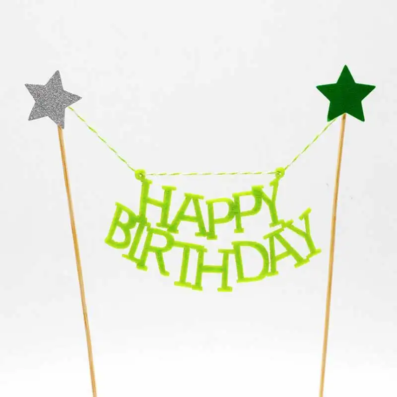 Happy birthday cake topper flag Baking Dessert Cupcake Topper wedding kids Baby Shower Baking Cake Top Insert Decor Decorations