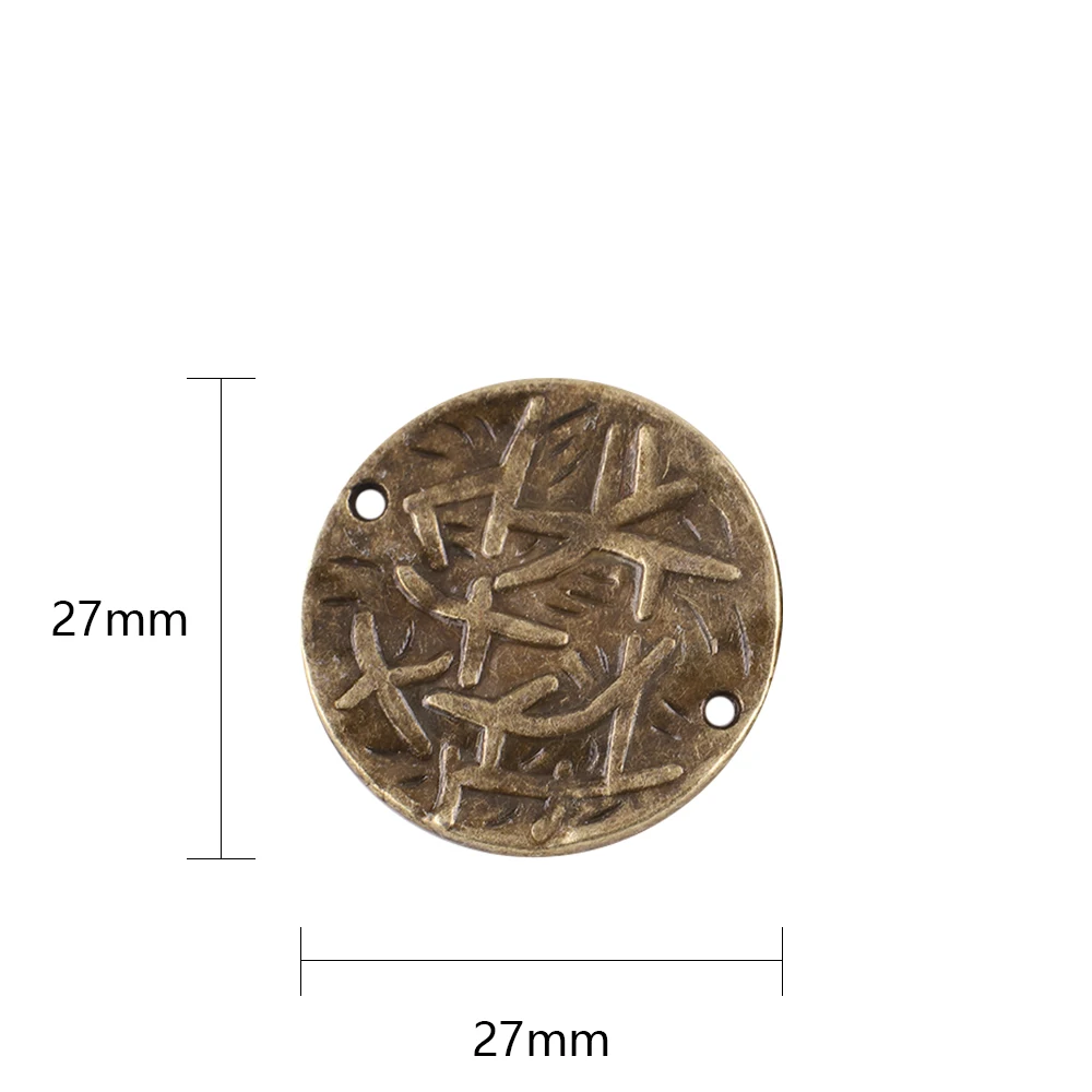 10Pcs/Lot 27X27mm Round Shaped Alloy Pendant Double Hole Silver Plated Bronze Gilded Retro DIY Making Jewelry Necklace Braceleta