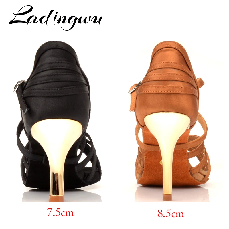 Ladingwu Women Professional Latin Salsa Dance Shoes Tango Ballroom Samba Dance Shoes Ladies  Soft Dancing Shoes 7.5cm/8.5cm