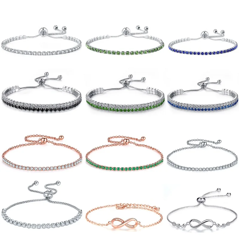 UMODE Colorful Letter Chain Tennis Bracelets for Women Girls White Gold Rose Gold Color Cubic Zirconia Femme Accesorios UB0125X