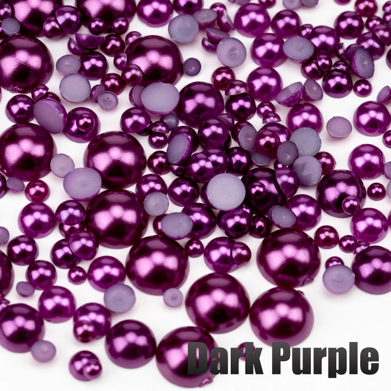 VDD 200g Großhandel, gemischte Größen 3-10mm, mehrfarbige ABS-Imitationsperlen, halbrunde Flachrückperlen für DIY-Handwerk, Nagelkunst-Dekorationen – Detail 13