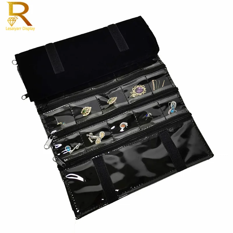 

New Jewelry Storage Bag 40 Grids Zipper Bag Resealable PVC Fold Bags Jewelry Organizer for Rings Earrings