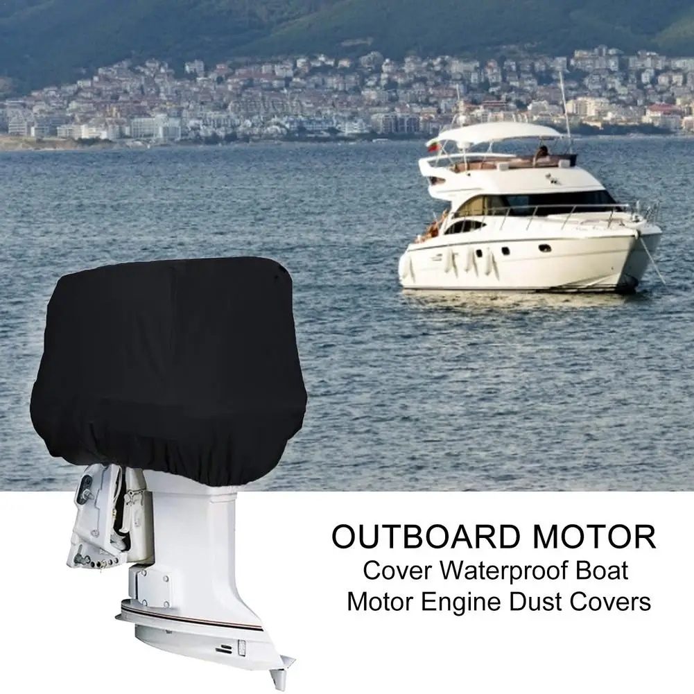 Full Outboard Motor Engine Boat Cover Black 210D Oxford Waterproof Anti-scratch Heavy Duty 5-20HP Outboard Engine Protector