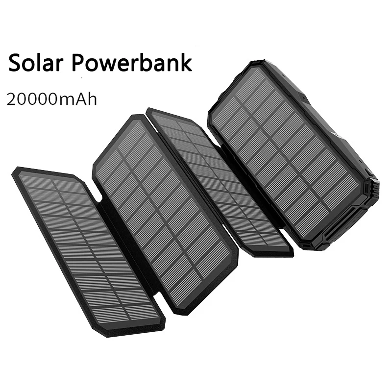 Portable Solar Power Bank Qi Wireless Charging for iPhone 14 13 Samsung S22 PD18W Powerbank QC3.0 Mobile Phone Charger 20000mAh