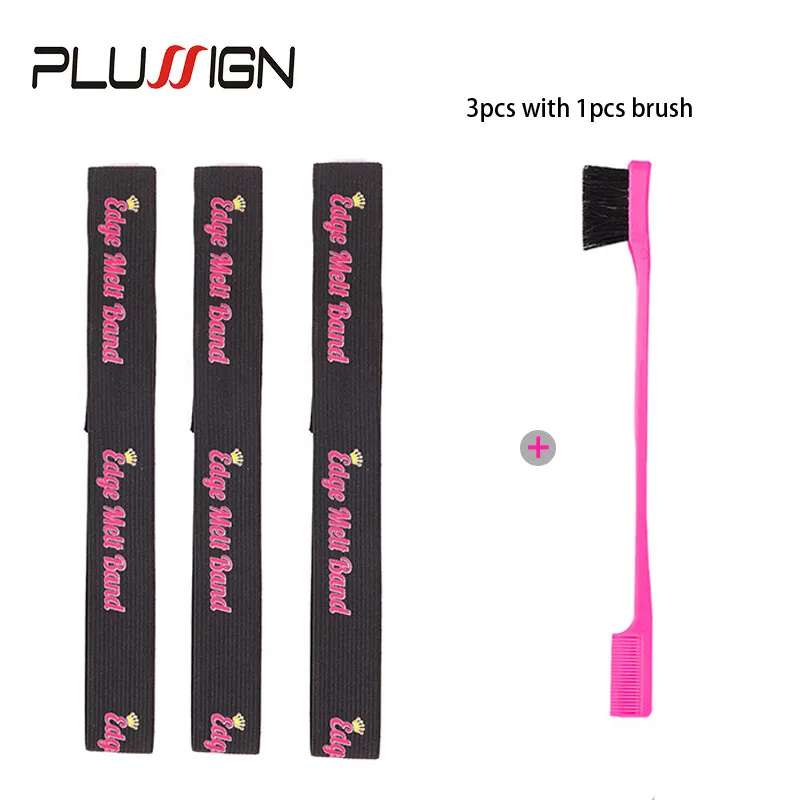 

Plussign Edge Melt Headband For Hair Logo Elastic Band For Wigs To Lay Edges 3Pcs Adjustable Melt Band With Edge Brush