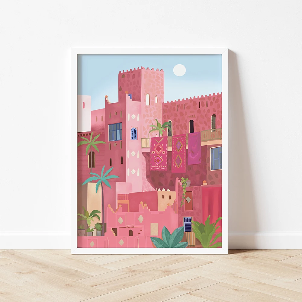 Morocco Kasbah Marrakech Travel Poster Landscape Canvas Painting Minimalism Art Print Pictures For Living Room Home Decor