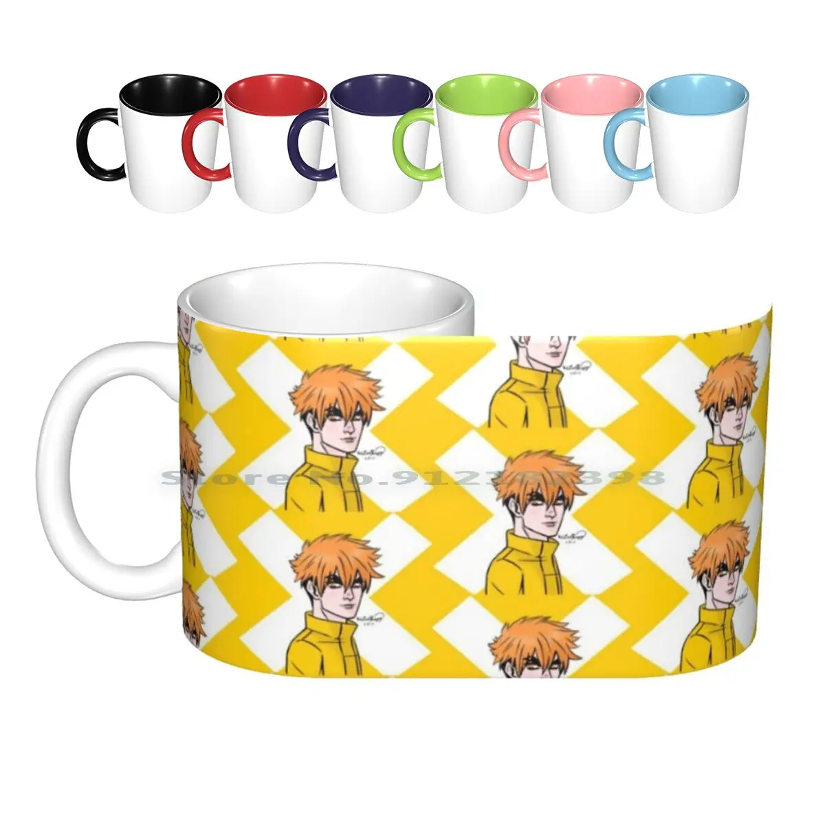 Portrait Of An Unknown Ceramic Mugs Coffee Cups Milk Tea Mug Aesthetic Anime Cartoon Comic Cool Digitalart Doodle Manga Neon