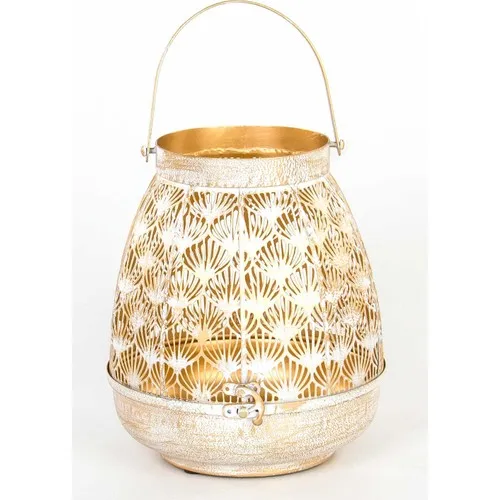 Euro Flora Ivory Color Candle Holder Lantern Metal 19x22 cm