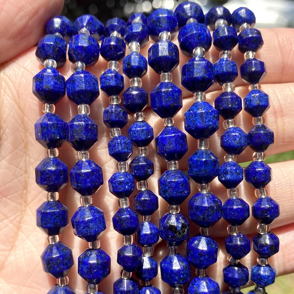 Natural Faceted Lapis Lazuli Stone Loose Spacer Beads For Jewelry Making DIY Bracelet Handmade 6 8 10mm