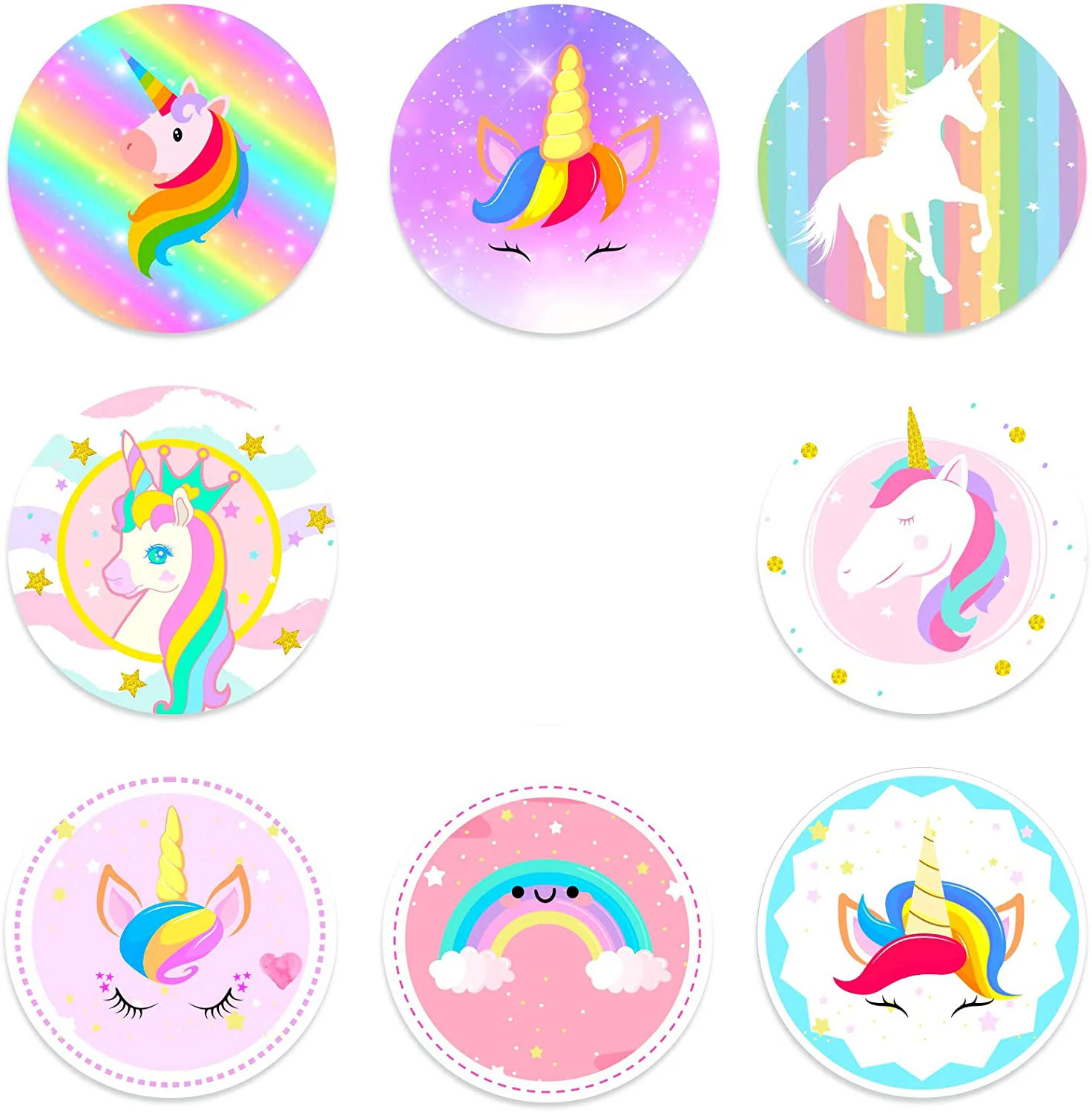 Reward Sticker for Kids Unicorn Animal Cute Pattern 500pcs 1.5 inches 8 Designs School Teacher Supplies Child Sticker Roll Label