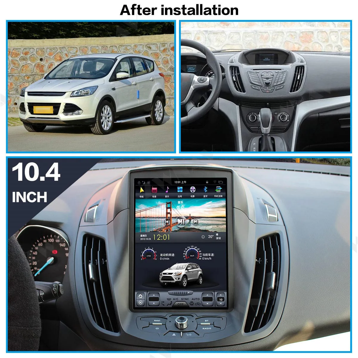 

Для Ford Kuga Escape 2013-2017 Android 9,0 10,4 "Tesla Verticale Auto Radio Gps мультимедийный плеер навигация
