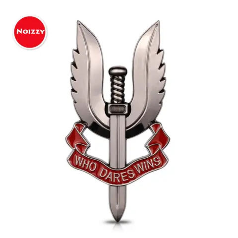 Noizzy Special Air Force Metal Badge Emblem 3D Military Car Sticker Who Dares Wins SAS Logo for Men Auto Decor Accessories Style