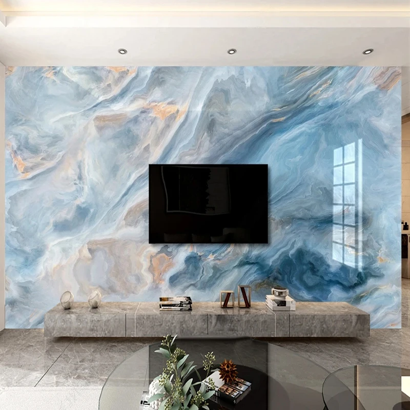 

Photo Wallpaper Modern Luxury Blue Marble Ink Texture 3D Mural Living Room Sofa Background Wall Cloth Creative Home Decor Poster