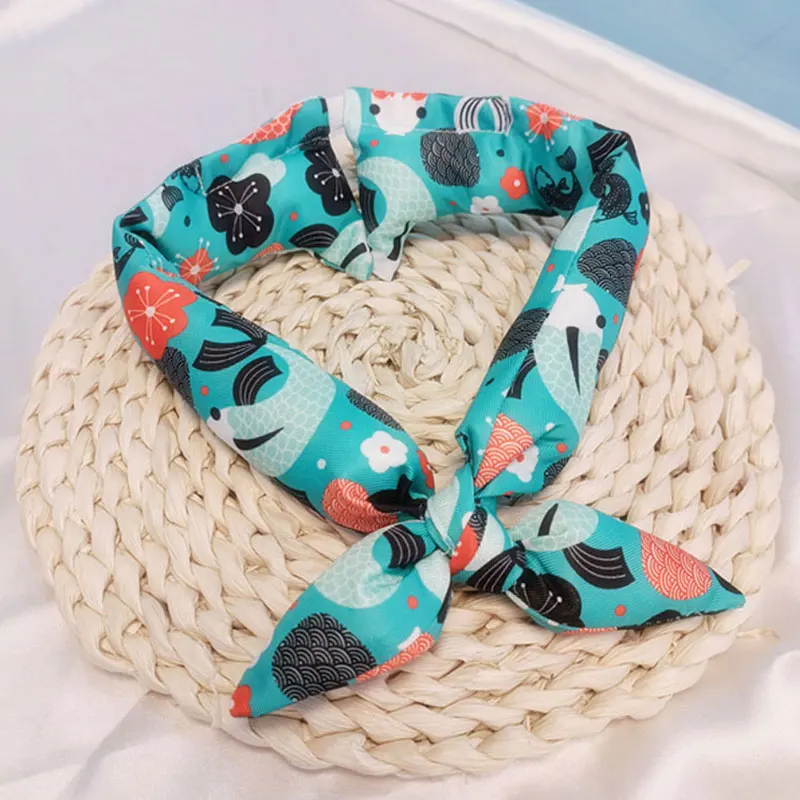 Original Pet Dog Bandana Tang Thread Printing Puppy Bib Bow Tie Party Neck Accessories Kitten Grooming Kerchief Shiba Inu Collar