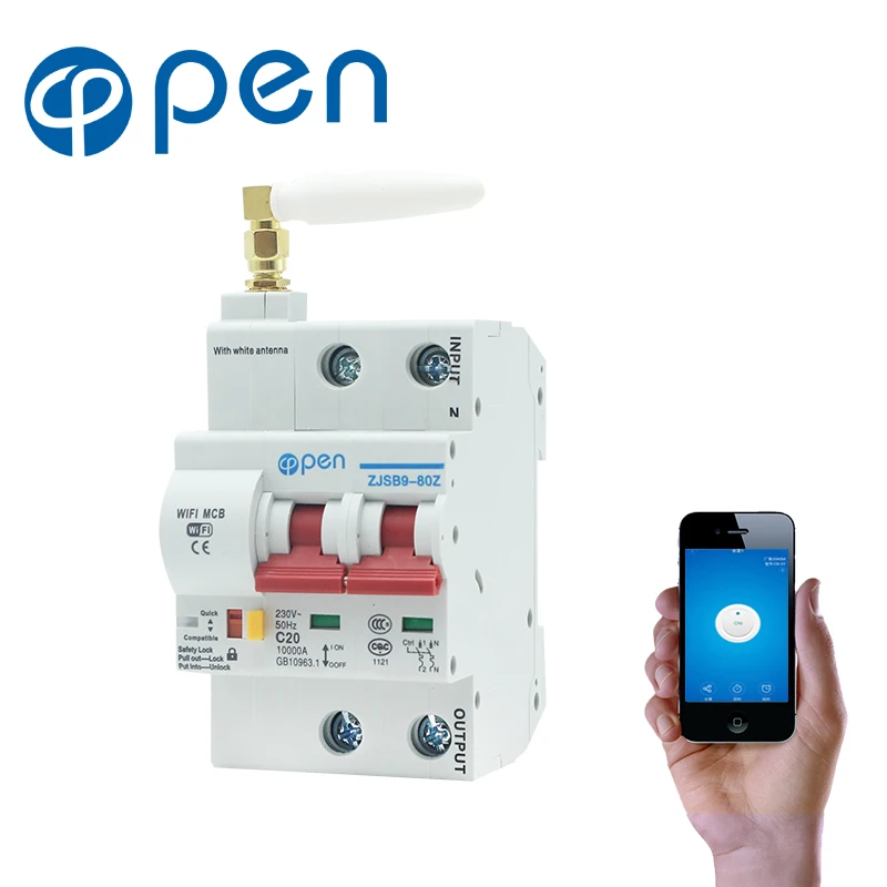 OPEN  2P 32A Remote Control Wifi Circuit Breaker /Smart Switch/ Intelligent  overload ,short circuit protection