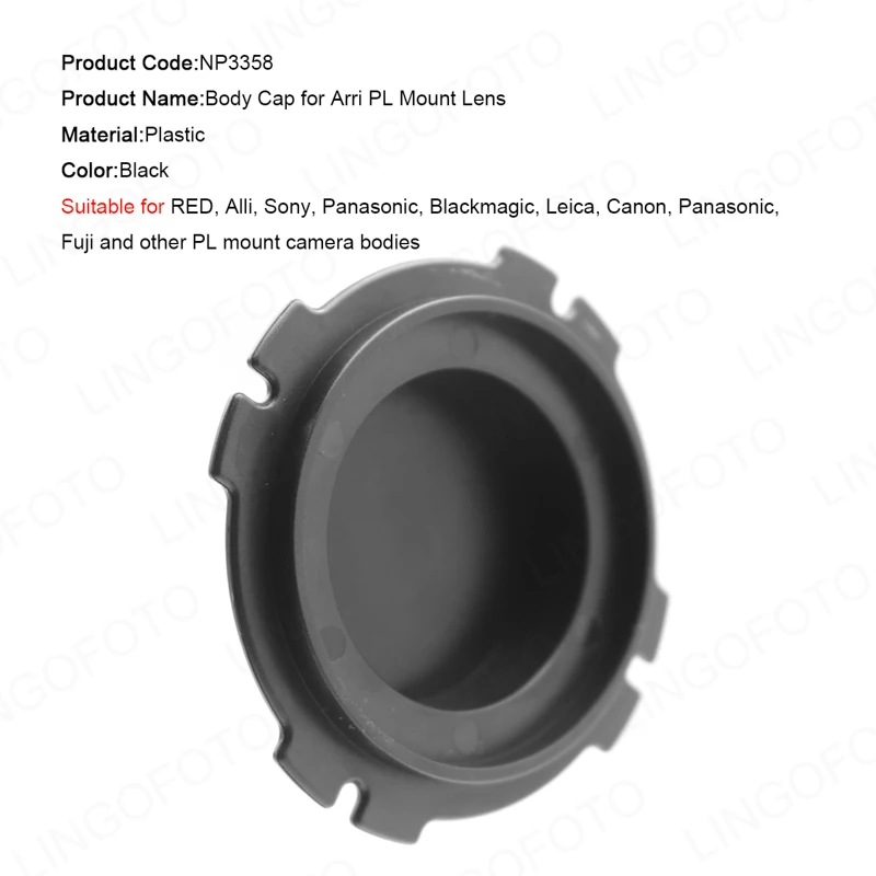 Plastic Front Body Cap for PL-mount ARRI Arriflex ALEXA RED EPIC NP3358