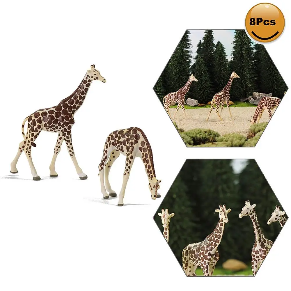 8pcs/16pcs Model Train 1:87 Giraffe PVC HO Scale Painted Model Giraffe Wild Animals Layout AN8712