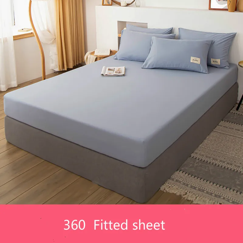 1pcs Solid fitted bed sheet Bed Mattress with Elastic Band  Anti-slip Anti-wrinkle King Queen Size Bed Cover