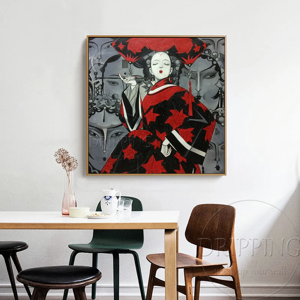 Hand-painted High Quality Modern Beijing Opera Clown Portrait Oil Painting on Canvas Abstract Beauty Art Chinese Oil Painting