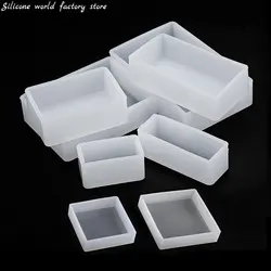 Silicone World Cuboid Cube Epoxy Resin Mold Crystal Epoxy Silicone Mold DIY Jewelry Pendant Storage Tray Candle Mold Making Tool