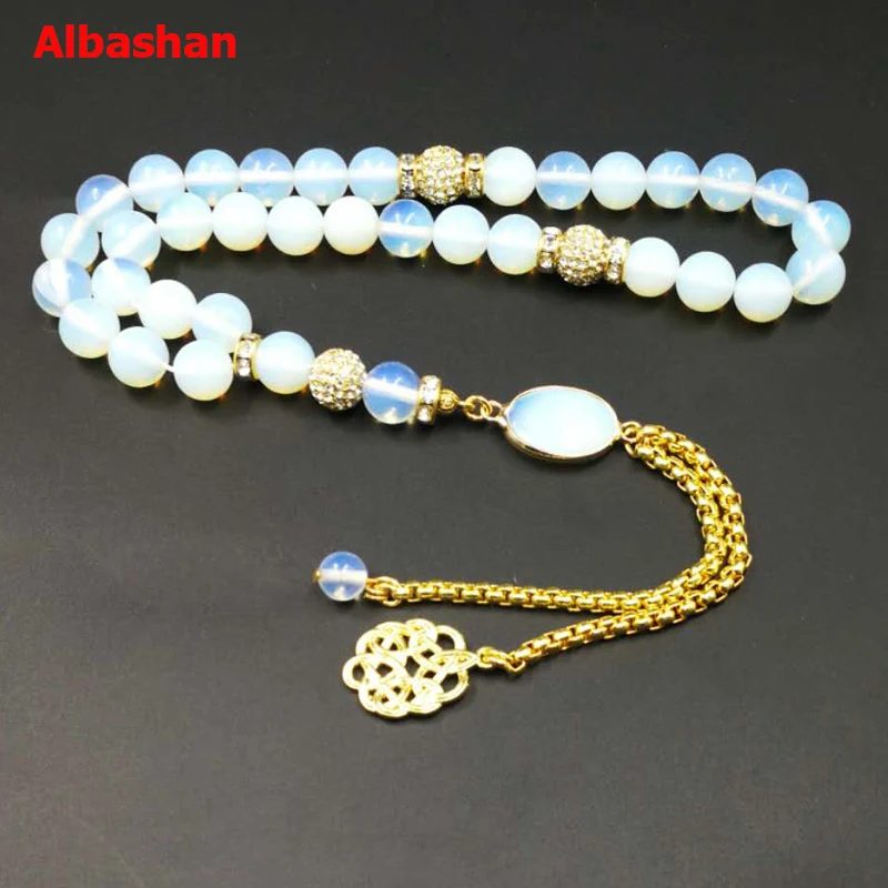 Albashan opal stone Golden accessories Women's Tasbih 33 66 99 beads Muslim misbaha girl's bracelet Islam Rosary