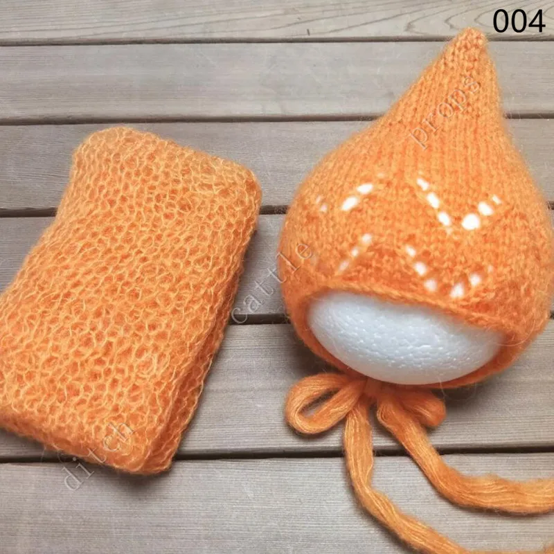 Complete Set Of SaleHand Knit Mohair Wrap With Bonnet Newborn Photography Props Baby  Studio Clothing