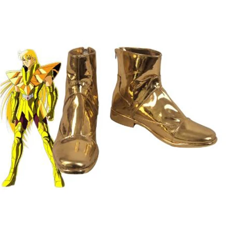 Saint seiya shaka botas de cosplay, sapatos masculinos dourados, acessórios personalizados, calçados de festa de halloween