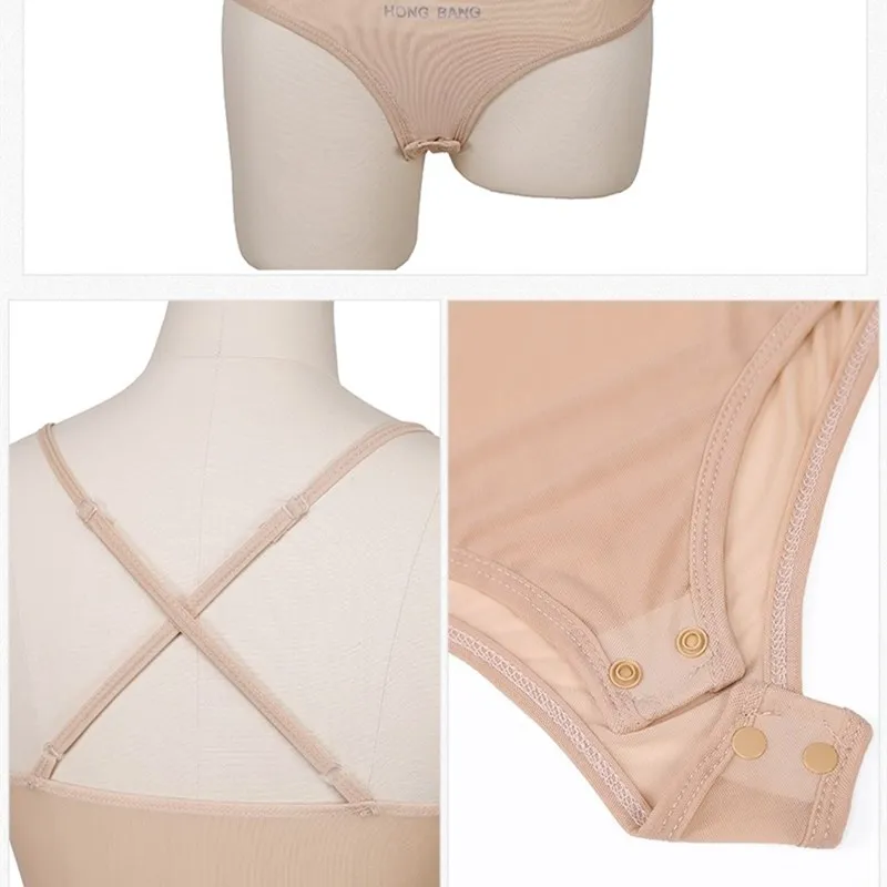 เซ็กซี่ผู้หญิงตาข่าย SHEER ดูผ่าน One-Piece Bodysuit High CUT Thong Leotard แขนกุดเต้นรำ Basic Wear Nude สีดำราคาถูกขาย