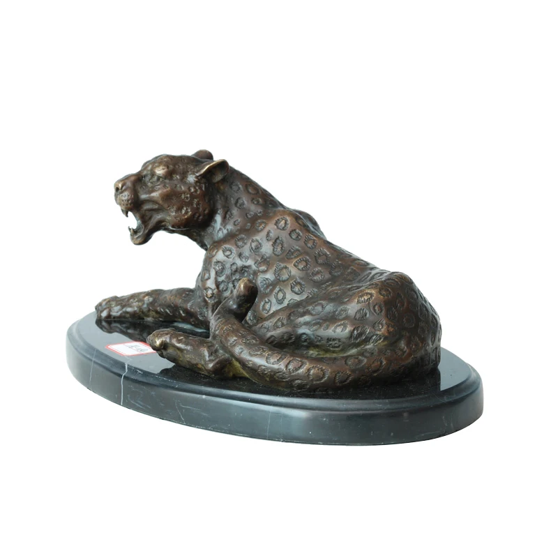 Bronze Statue Leopard  Wildlife Animal Wealth Sculpture Home Office Desk Art Decor