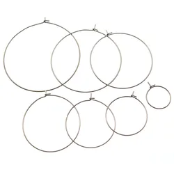 30pcs/lot 15 20 25 30 35 40 50 MM Stainless Steel Round Big Circle Wire Earring Hoops Findings for DIY Earring Jewelry Making