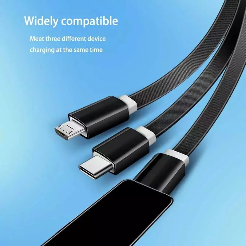 USB Cable 3 in 1 Phone Charger Micro USB Type C Charging Cable Mobile Phone Wire Cord For iPhone 13 12 pro max Xiaomi redmi