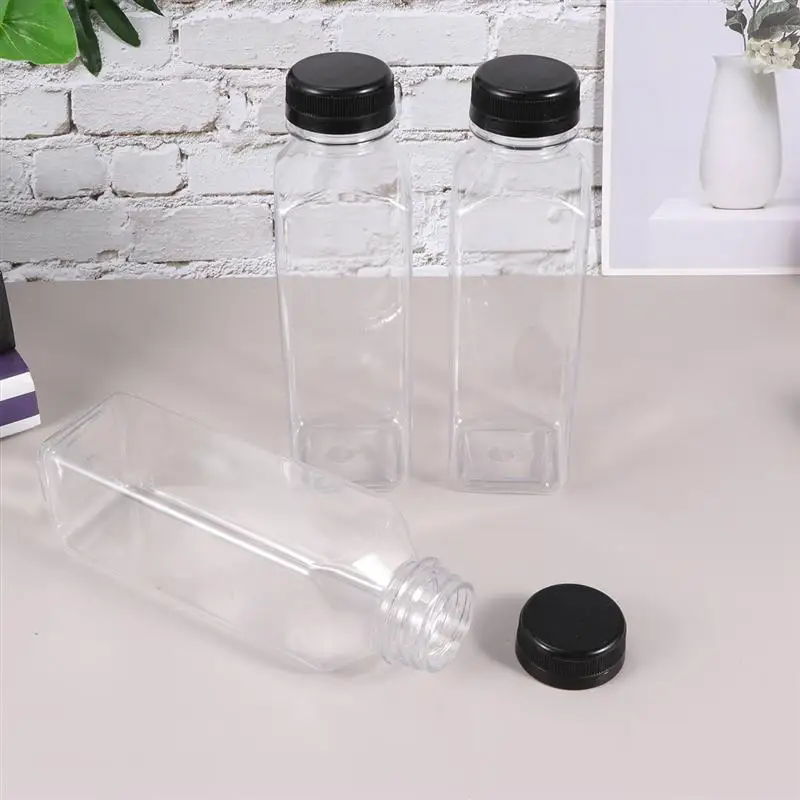 Contenedores de almacenamiento vacíos transparentes, botellas PET desechables con tapas para bebidas, botellas de jugo, 10 Uds., 400ml