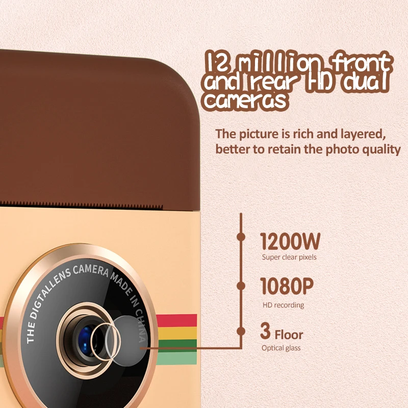 طابعة كاميرا فورية للأطفال للفتيات 1080P HD كاميرا رقمية مع ورق طباعة الصور هدايا عيد ميلاد للأطفال كاميرا طباعة Instax