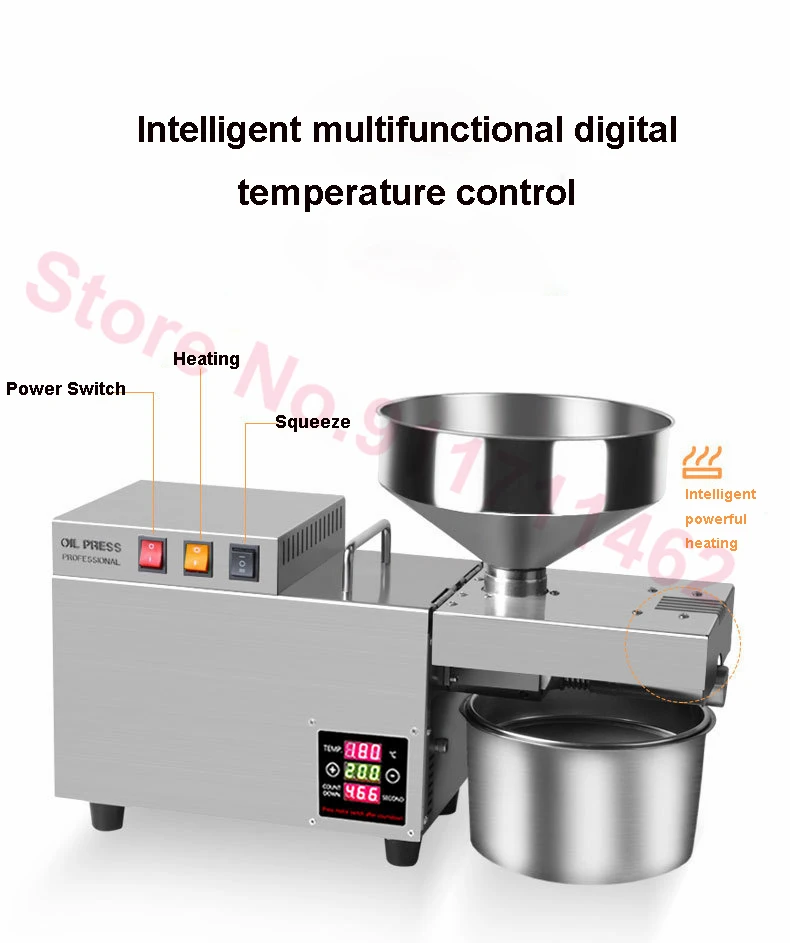 110V/220V Stainless Steel Cold Press Machine High Extraction Rate Oil Presser Peanut Coconut Olive Kernel Oil Press