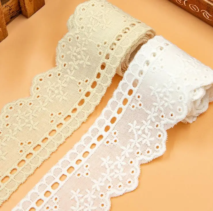 

15 ярдов/упак., новая хлопковая полоска с цветочной вышивкой, одежда, юбка, кружевные аксессуары для домашнего текстиля, ширина 4,5 см