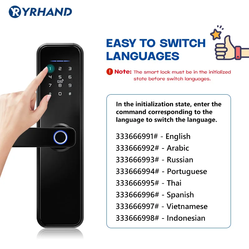 cerradura intelige Eight languages X5 Waterproof Tuya Fingerprint Intelligent WiFi APP Password Electronic smart door lock