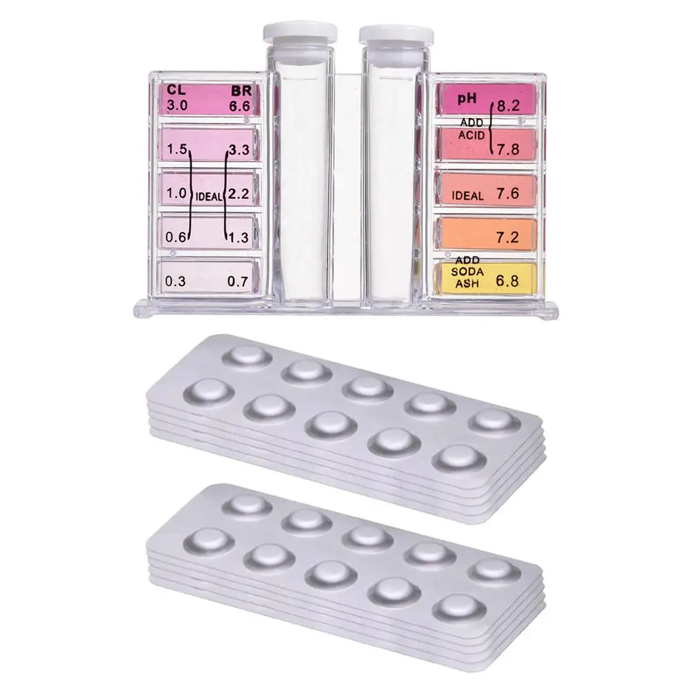 100pcs Two-in-one Swimming Pool Tester Kit For PH Value/DPD1 Chlorine Test Tablets PH Chlorine Water Test Kit