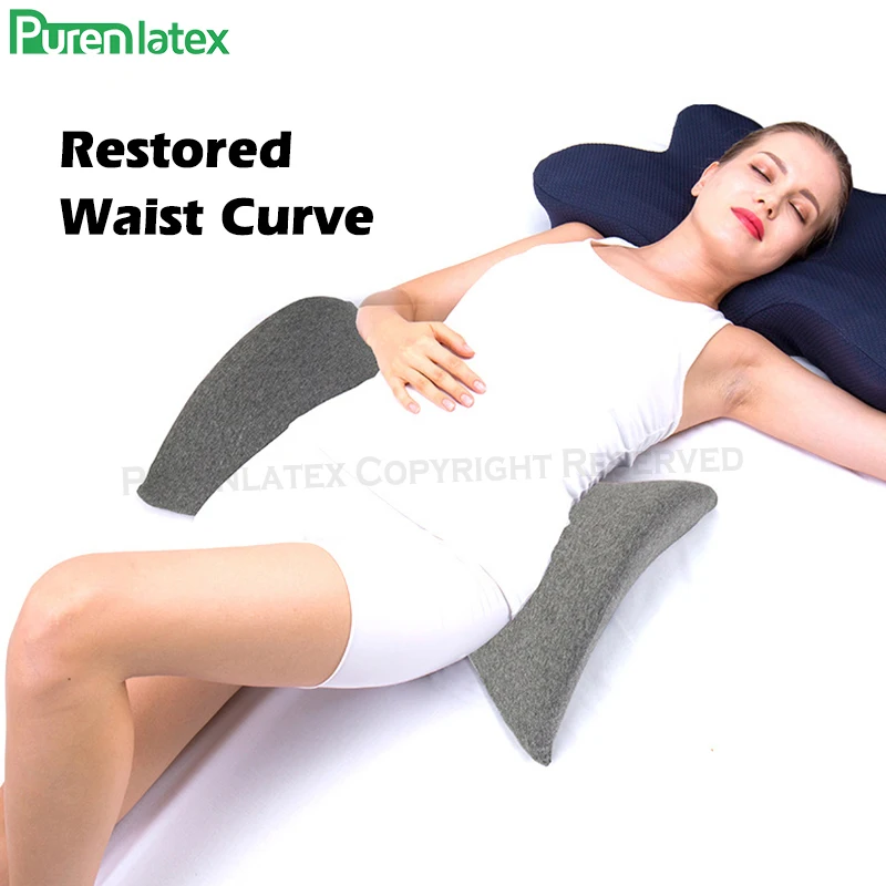 PurenLatex Memory Foam Orthopedic Bedding Pillows Waist Back Support Cushion Slow Rebound Pressure Pillow for Pregnant Women