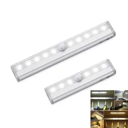 6/10 LED Induction Under Cabinet Light Motion Sensor Closet Night Lamp Battery Powered Magnetic Strip Light For Kitchen Wardrobe