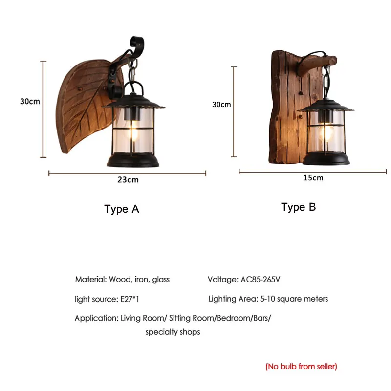 Imagem -02 - Estilo Industrial Americano Retro Lâmpada de Parede Madeira Iluminação Decorativa Restaurante Café Bar Corredor Antigo Retro Montagem Parede