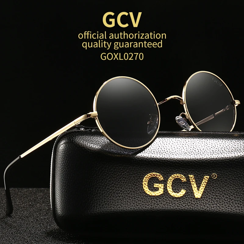 GCV Brand Copper Alloy Steampunk Round Polarized Sunglasses Vintage Men Women Male Female Sun Glasses Classic UV400 Metal Frame