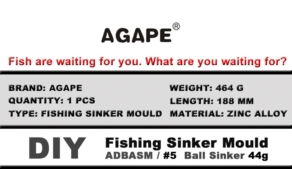Agape DIY Angeln Ball Sinker Form ADBASM/ # 5 Ballsinker 44 g 6 Hohlräume – Detail 1
