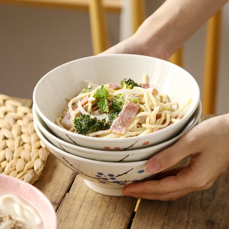 Japanese Style 7-inch Bucket Bowl Hotel Ramen Bowl Sushi Hotel Noodle Bowl Creative Large Snowflake Porcelain Salad Bowl