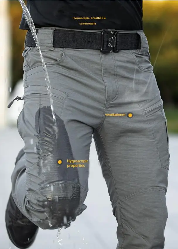 Pantalones Cargo tácticos militares IX5 para hombre, ropa de calle elástica, resistente al agua, con múltiples bolsillos, largos, S-2XL