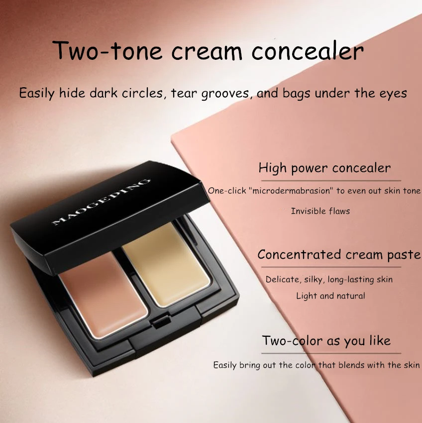 MAOGEPING Beauty Flawless Double Color Concealer Cream 1.8g*2 High Coverage Long-Lasting Face Makeup Moisturizing Cosmetics