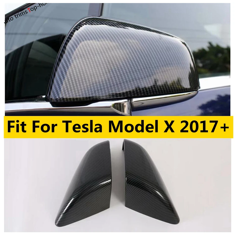 

Fit For Tesla Model X 2017 - 2020 Outer Side Door Rearview Mirror Decoration Protector Cap Cover Trim Auto Accessories