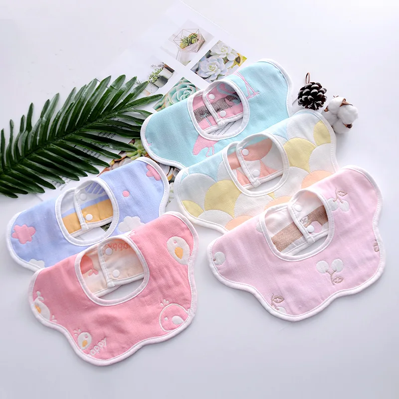 Baby Saliva Towel Bibs Cotton 360 Degree Rotation Non-waterproof Gauze Newborn Saliva Bib