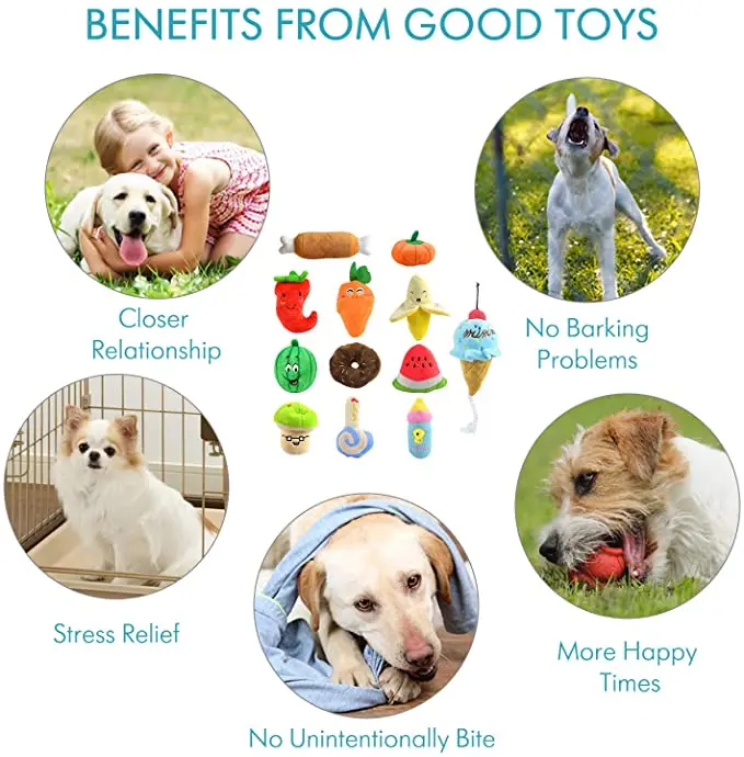 Puppy Squeaky Cute Plush Toys for Playtime and Teeth Cleaning Non-Toxic and Safe Stuffed Chew Toys for Puppy Small Medium Dogs