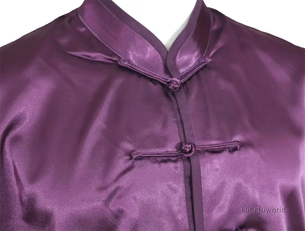 Dark Purple Satin Kung fu Nanquan Tai Chi Jacket Wushu Competition Martial arts Performance Clothes