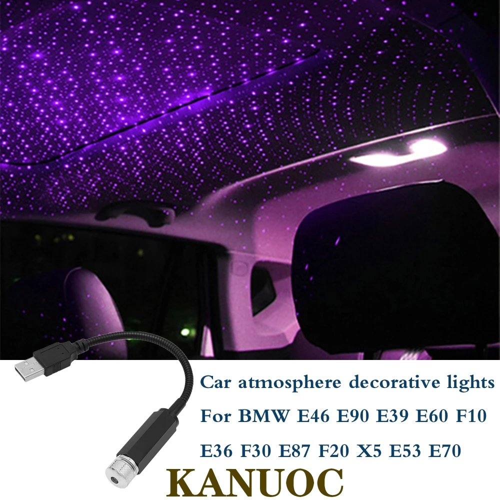 

Romantic USB LED Car Roof Star Night Light Atmosphere Lamp Neon Lamps For BMW M F20 E91 G30 E34 X5 E53 E90 E70 E89 E46